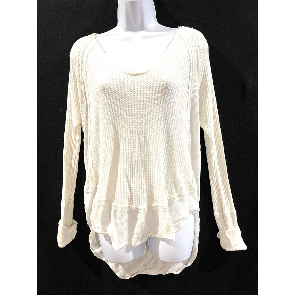 We The Free People Whimsigoth Thermal Top Waffle Knit Boho Granola Fairy Grunge